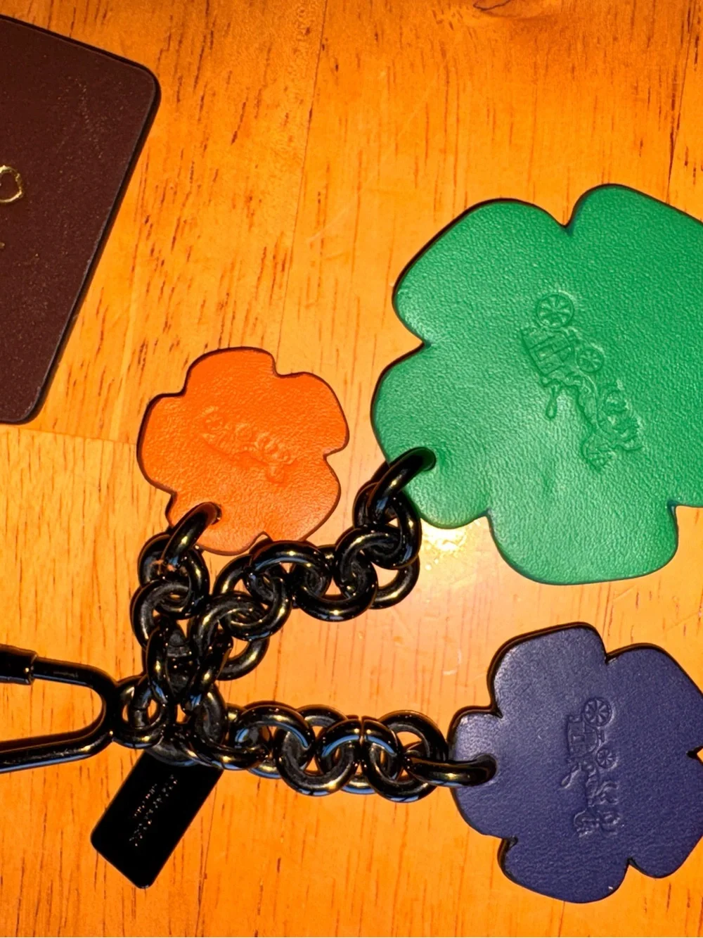 Coach Floral Keychain Charm in Green, Purple & Orange